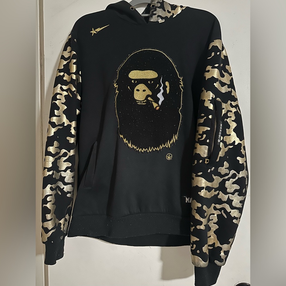 Makobi Ape Black Hoodie with Gold Camo Sleeves